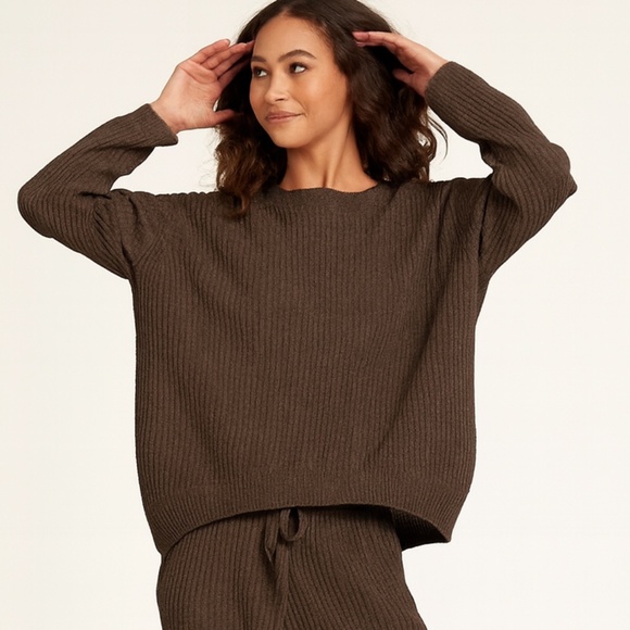 Naked Cashmere Campbell Ribbed Crewneck & Aubrina Ribbed Jogger Set - Truffle - Picture 3 of 13